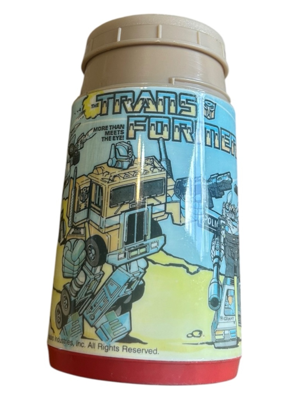 Vintage 1984 Transformers Aladdin Thermos Cup Optimus Prime No Lid